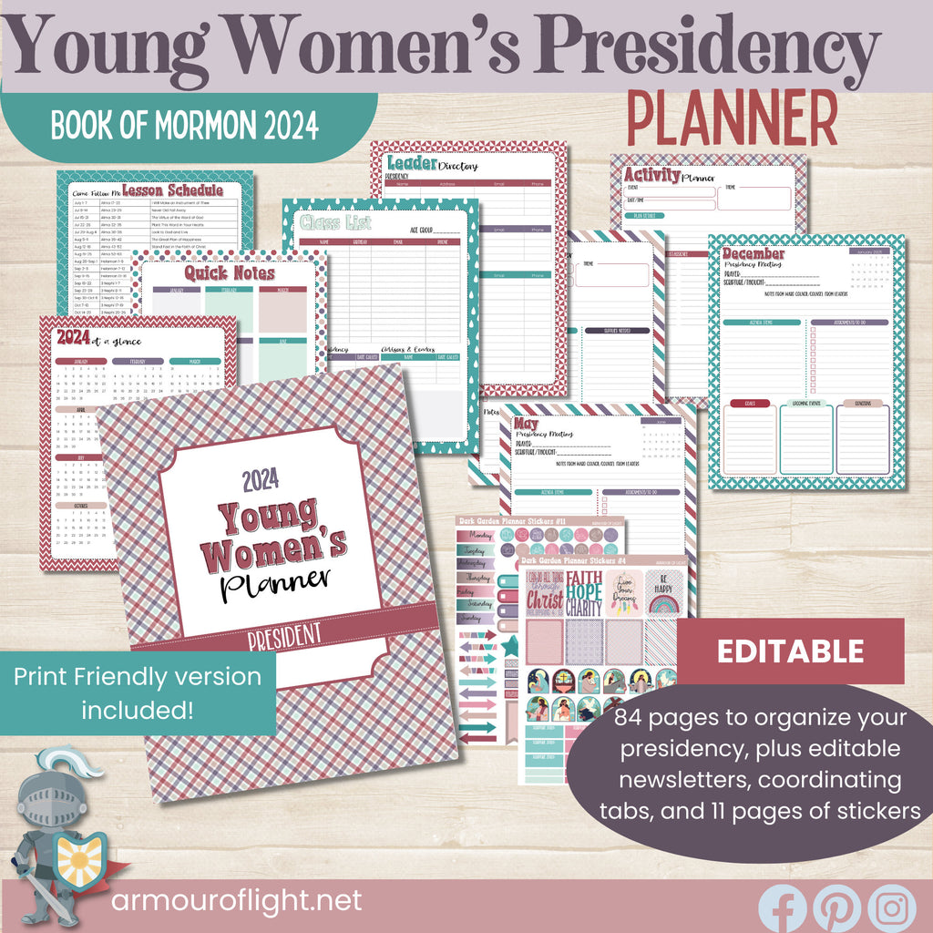 2024 Young Women&#39;s Presidency Planner Come Follow Me Book of Mormon