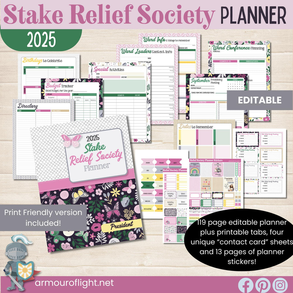 2025 Stake Relief Society Presidency Planner for The Church of Jesus Christ of Latter Day Saints Stake Relief Society Presidents.