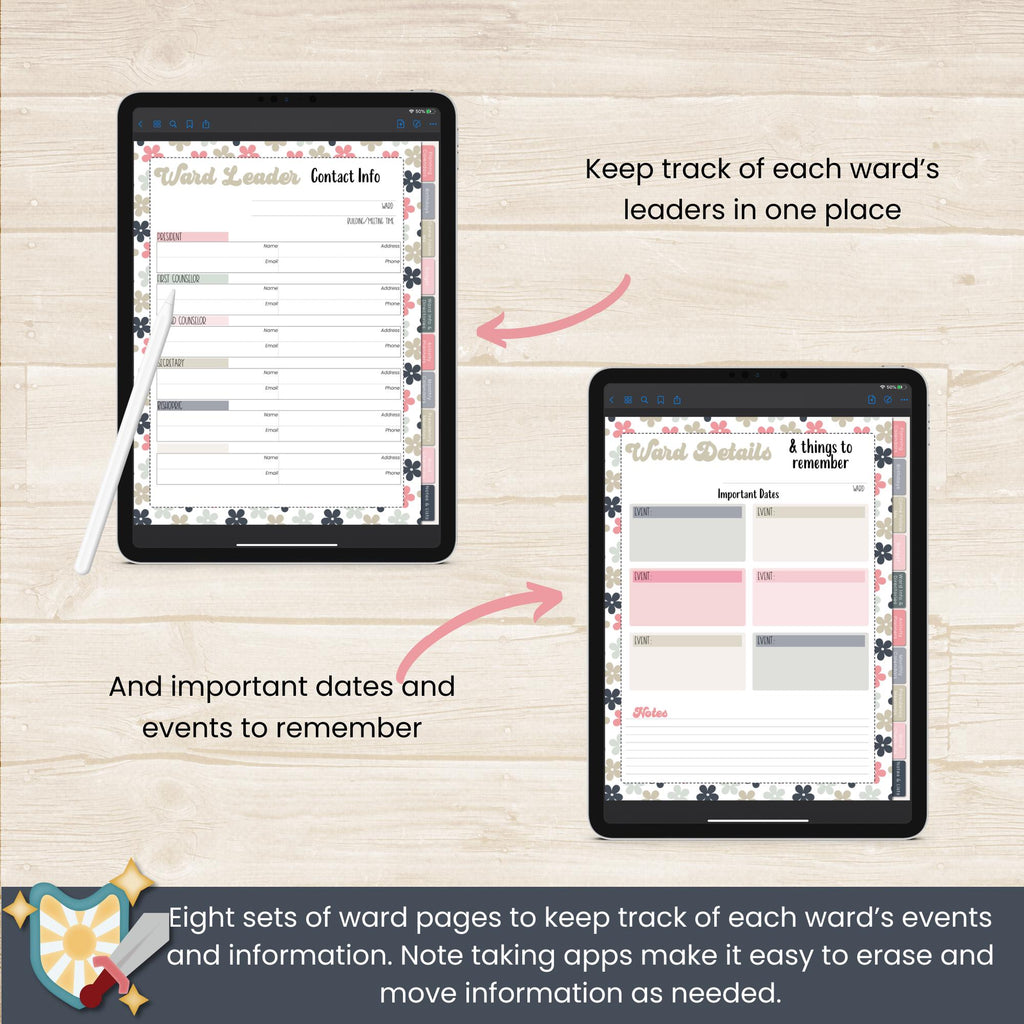 2025 STAKE Young Women&#39;s digital planner for GoodNotes or Noteshelf with 134 pages and digital PNG stickers. Specifically for Stake Young Women&#39;s presidents of The Church of Jesus Christ of Latter Day Saints.