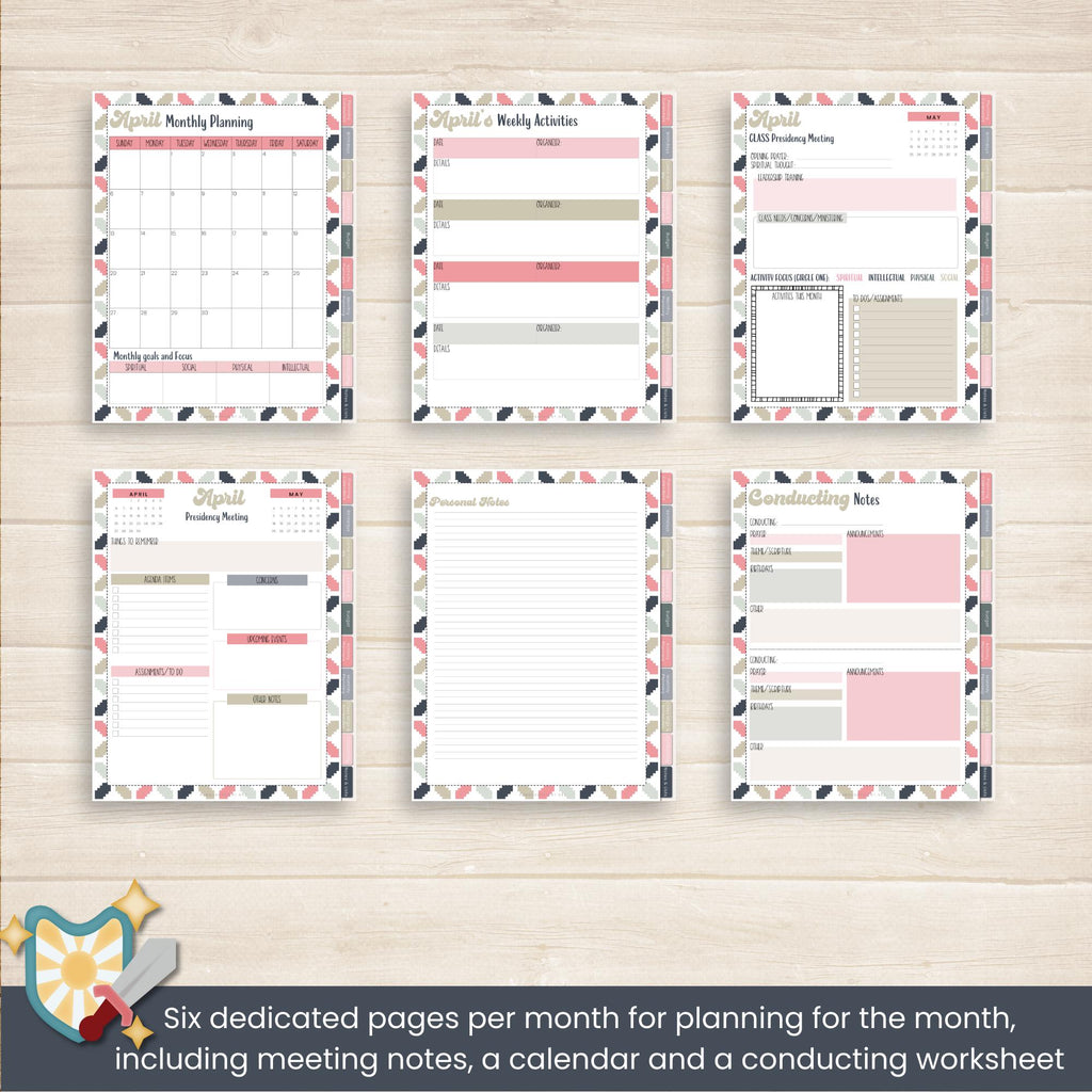 2025 Young Women&#39;s Presidency digital planner with hyperlinked tabs and PNG stickers for GoodNotes or other note taking apps. Specifically for Young Women&#39;s presidents in The Church of Jesus Christ of Latter Day Saints.