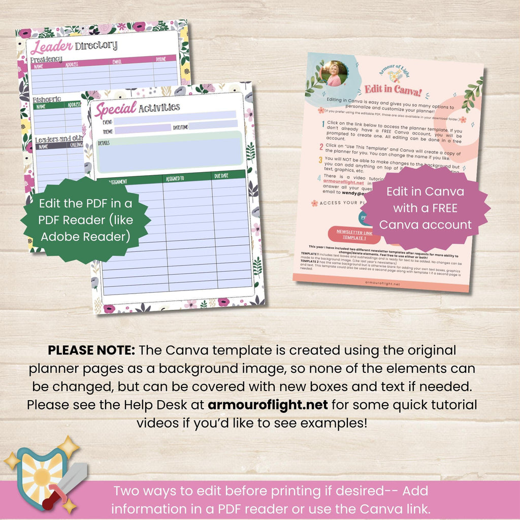 2025 Relief Society Planner with coordinating tabs and stickers.