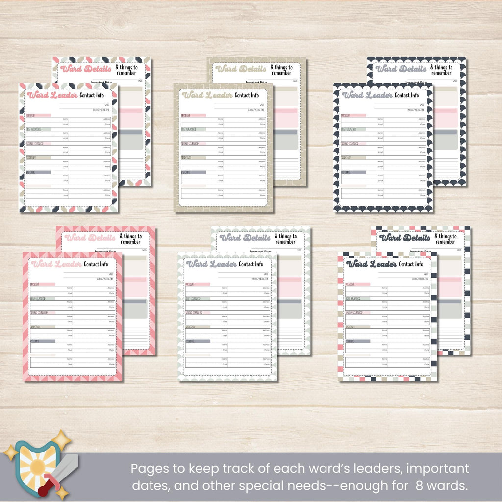 Stake Young Women&#39;s Presidency Planner for Stake Presidents in The Church of Jesus Christ of Latter Day Saints. Editable planner with Canva template, includes coordinating stickers and tabs.