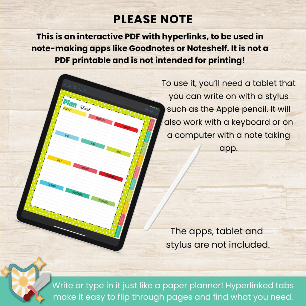 2025 Stake Primary Presidency Digital planner for Good Notes or Noteshelf with 500 PNG digital stickers. Pages are specifically designed for an LDS Stake Primary President in The Church of Jesus Christ of Latter Day Saints.