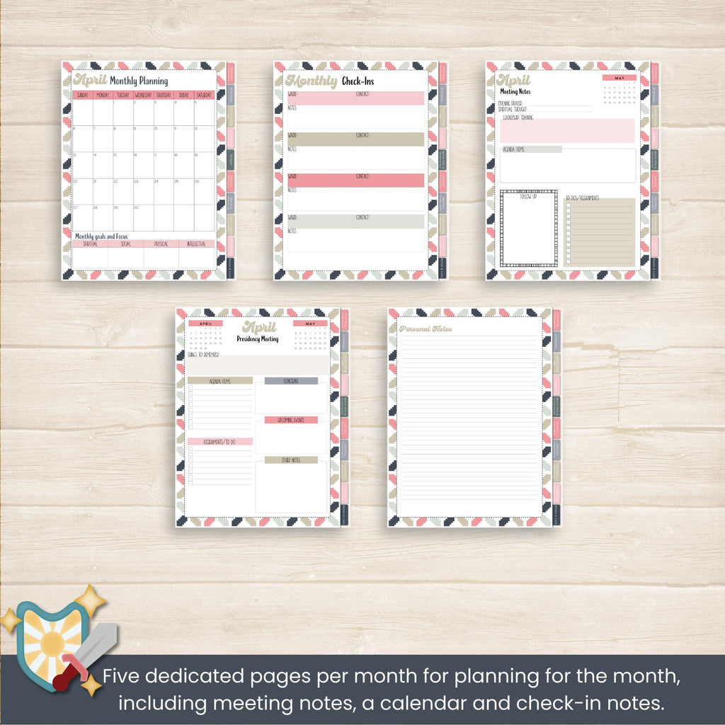 2025 STAKE Young Women&#39;s digital planner for GoodNotes or Noteshelf with 134 pages and digital PNG stickers. Specifically for Stake Young Women&#39;s presidents of The Church of Jesus Christ of Latter Day Saints.