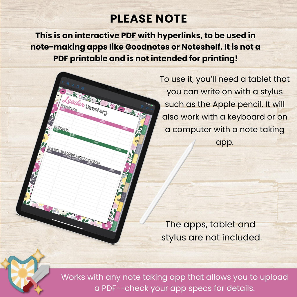 2025 Relief Society Presidency Digital planner for GoodNotes. Includes digital stickers and pages specific to the Relief Society President in The Church of Jesus Christ of Latter Day Saints.