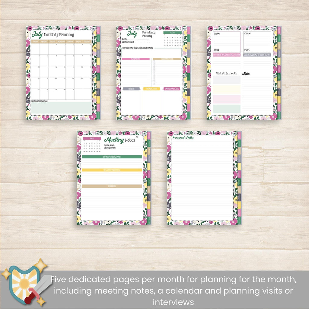 2025 Relief Society Presidency Digital planner for GoodNotes. Includes digital stickers and pages specific to the Relief Society President in The Church of Jesus Christ of Latter Day Saints.