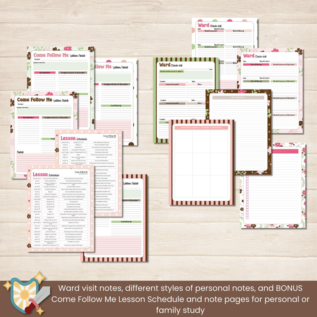 2026 Stake Relief Society Presidency planner for meeting notes, organizing ward directories, planning ward conference and leadership training, keeping track of budgets, and Come Follow Me note pages for personal scripture study.