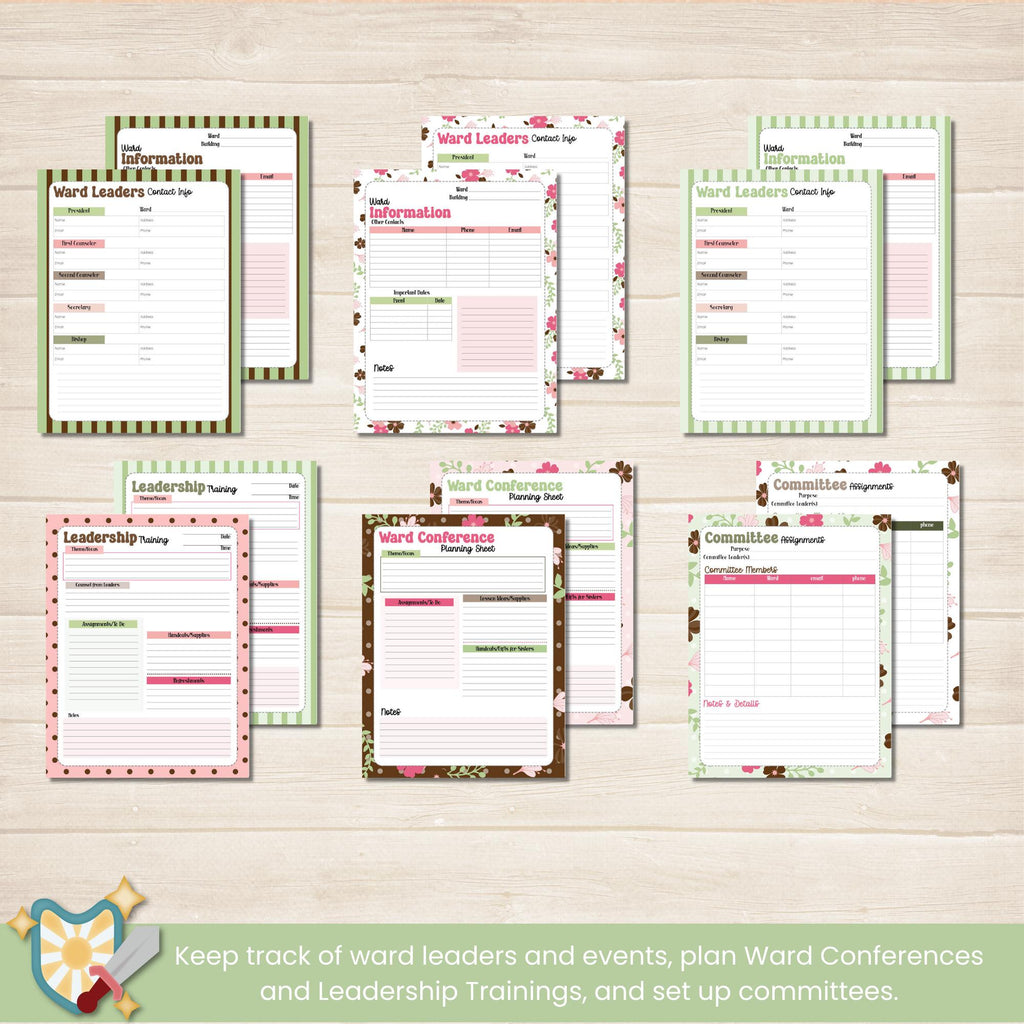 2026 Stake Relief Society Presidency planner for meeting notes, organizing ward directories, planning ward conference and leadership training, keeping track of budgets, and Come Follow Me note pages for personal scripture study.