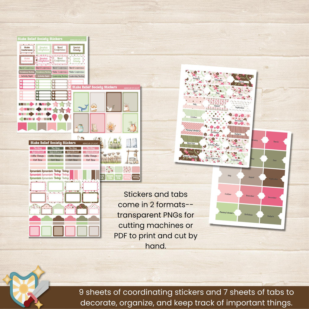 2026 Stake Relief Society Presidency planner for meeting notes, organizing ward directories, planning ward conference and leadership training, keeping track of budgets, and Come Follow Me note pages for personal scripture study.