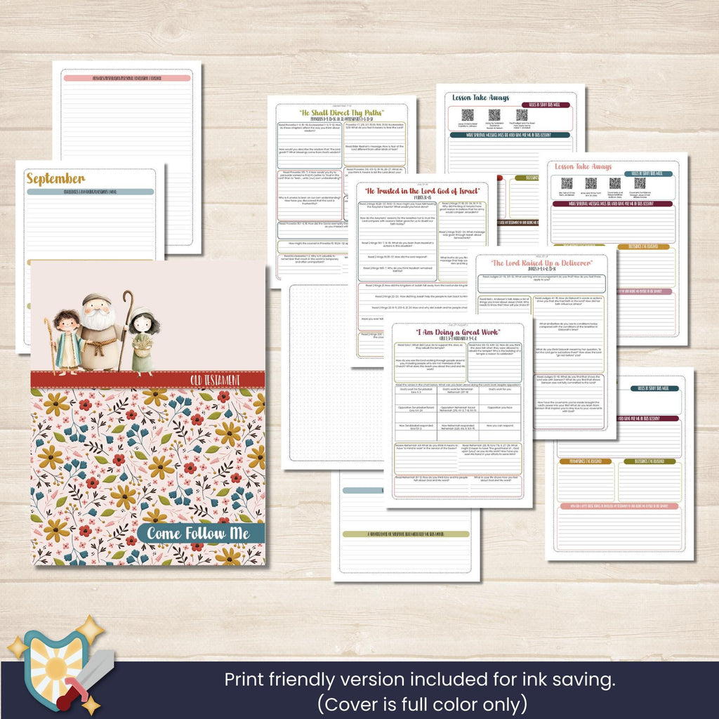2026 Come Follow Me scripture study journal for the Old Testament includes four pages per lesson with guided prompts, QR codes to talks for each lesson, and a lot of blank pages for personal note taking.