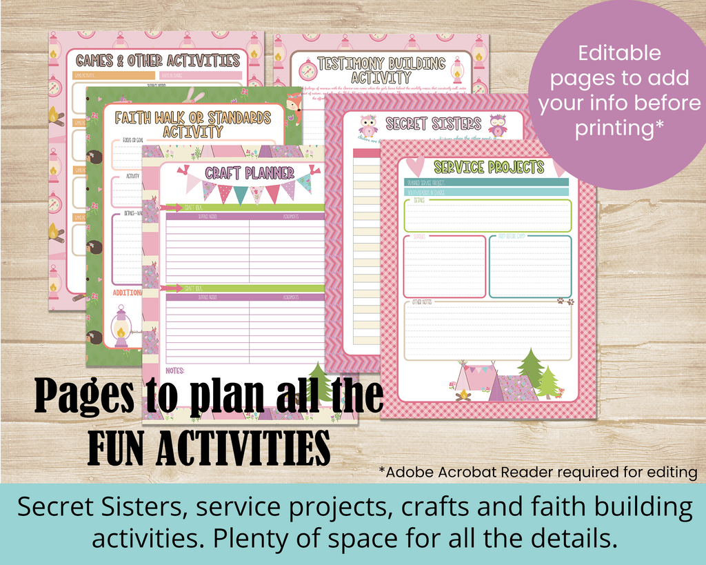 LDS Girls Camp planner
