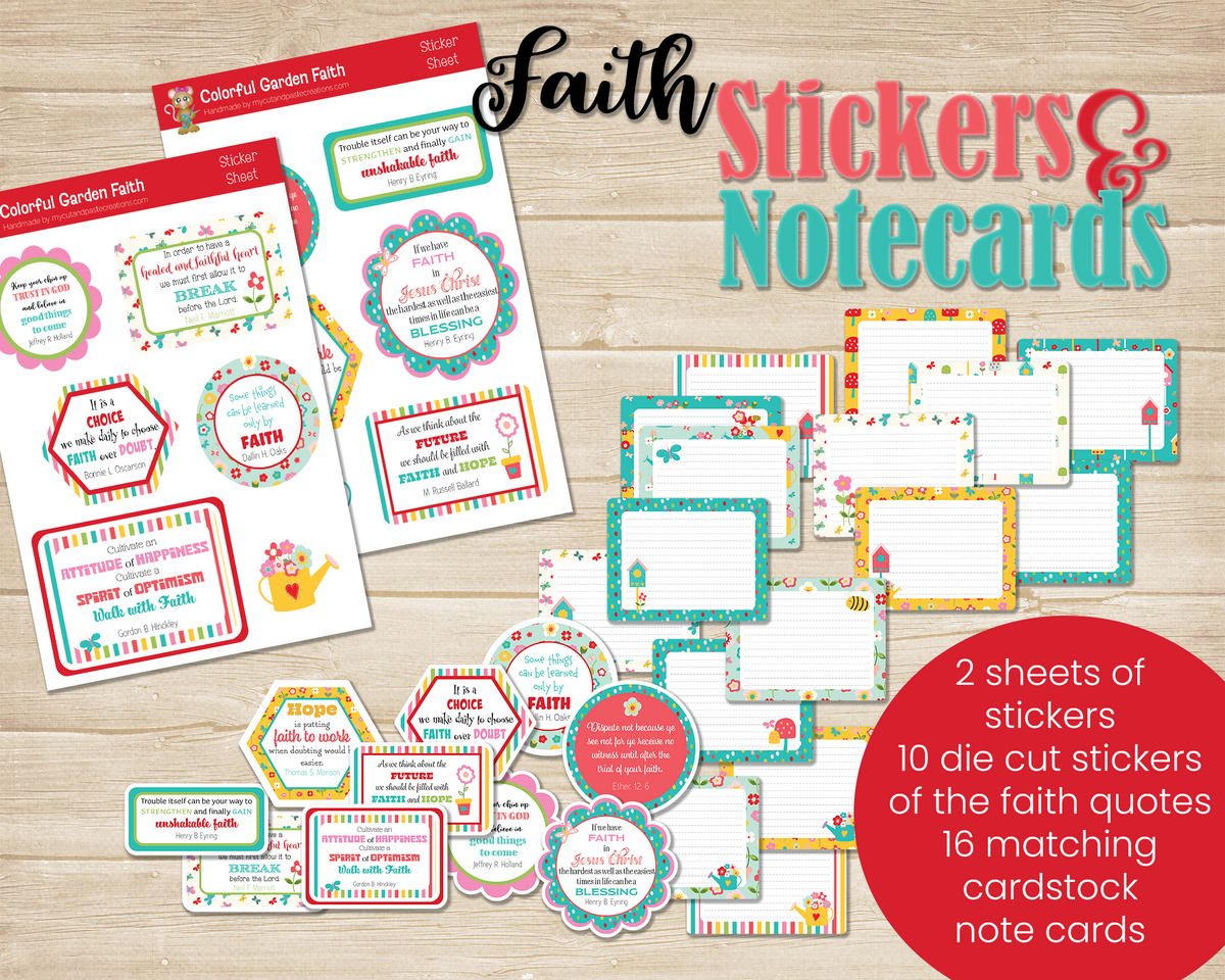Sticky Note Faith Designs Colorful Garden Faith Stickers & Note Card Set – Armour of Light