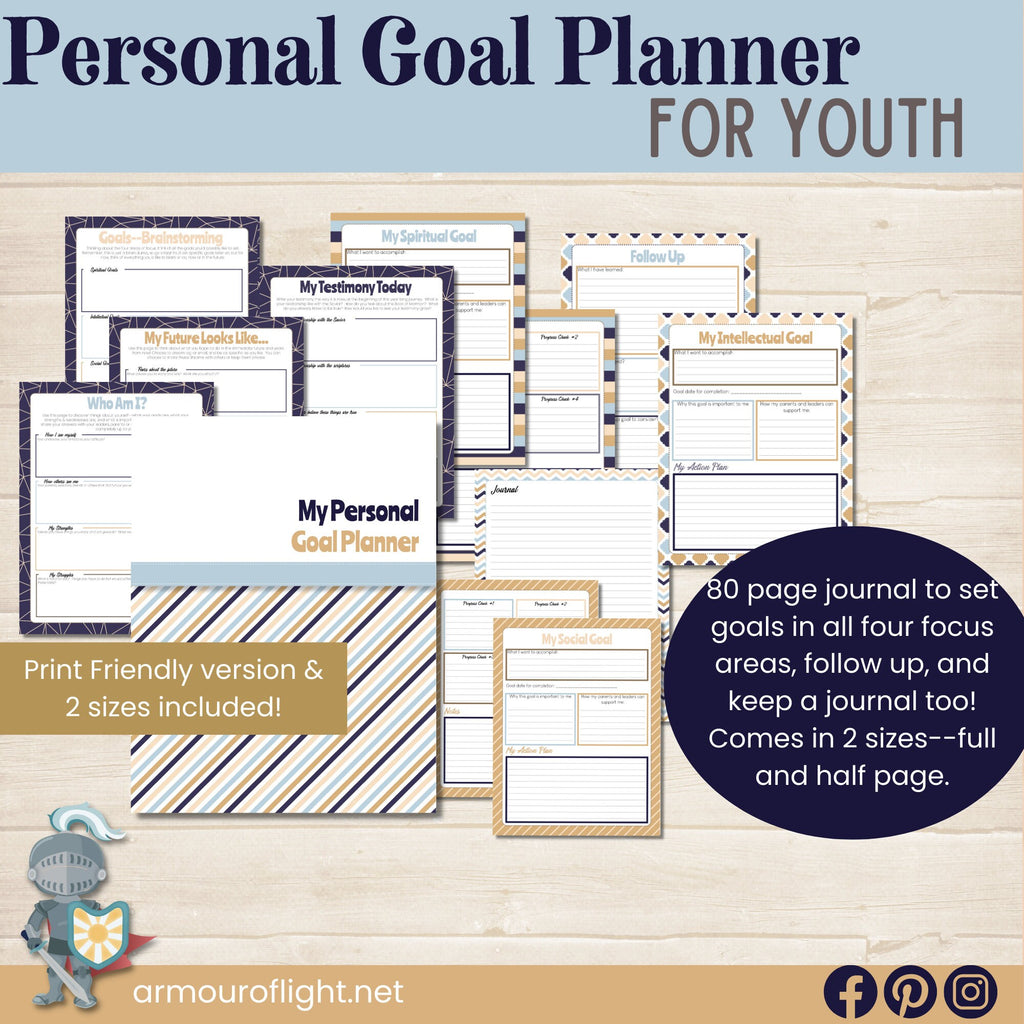 LDS Youth Goal Planner 2023, Children and Youth Program, Goal Setting Workbook, Young Women Goals Kit, Printable Binder, LDS Areas of Focus