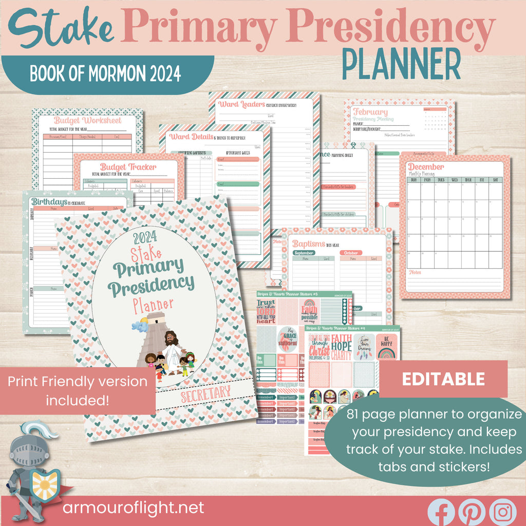 2024 Stake Primary Presidency Planner Come Follow Me Book of Mormon