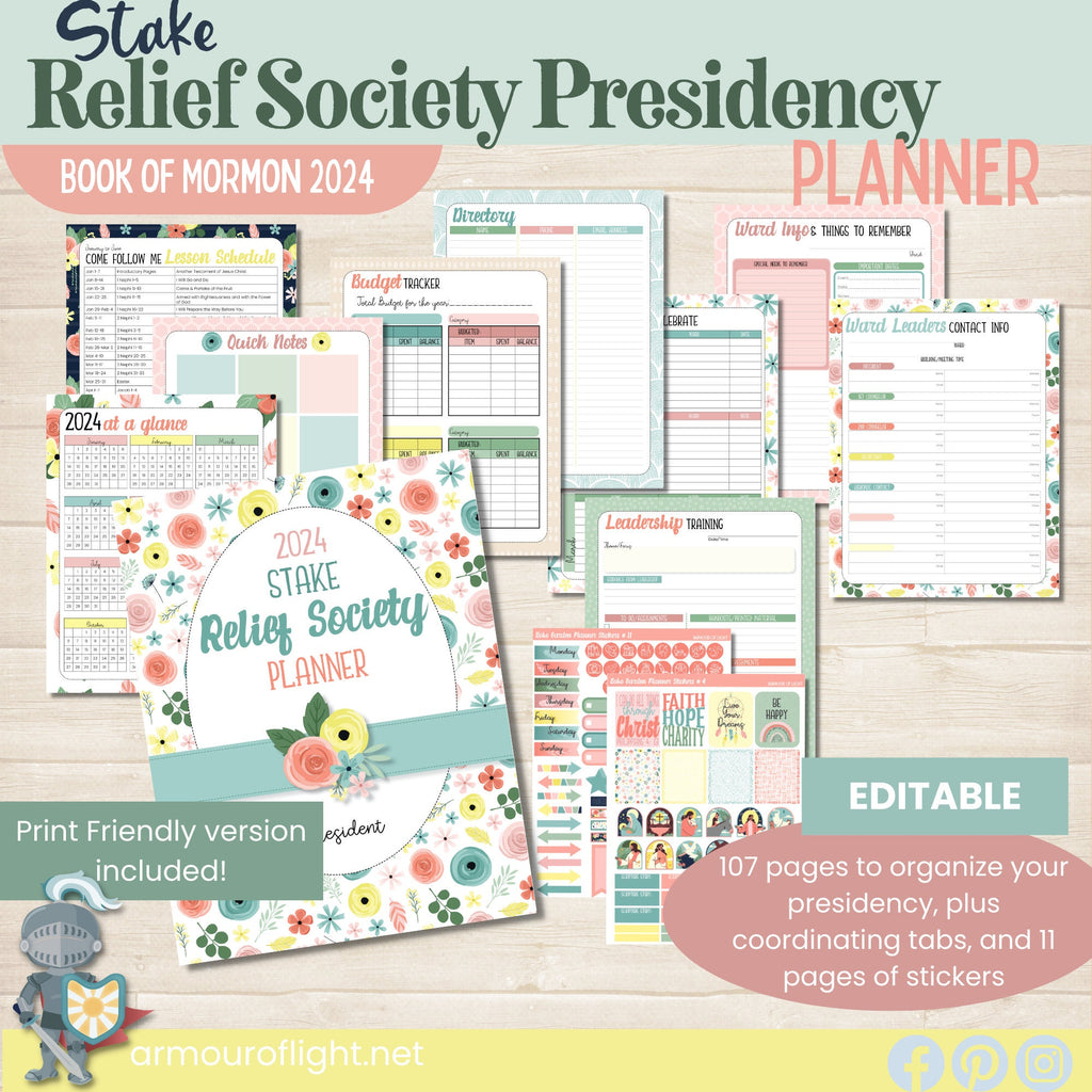 Stake Relief Society Presidency Planner, Come Follow Me Book of Mormon 2024