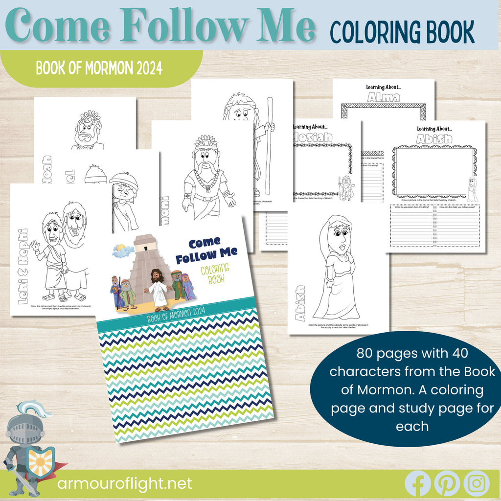 Come Follow Me Book of Mormon Coloring Book 2024 for Primary Children and kid&#39;s scripture study