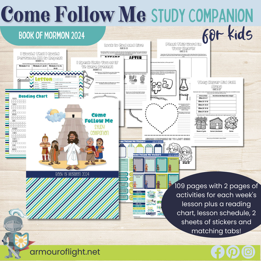 Come Follow Me Book of Mormon Scripture Study workbook for kid&#39;s.