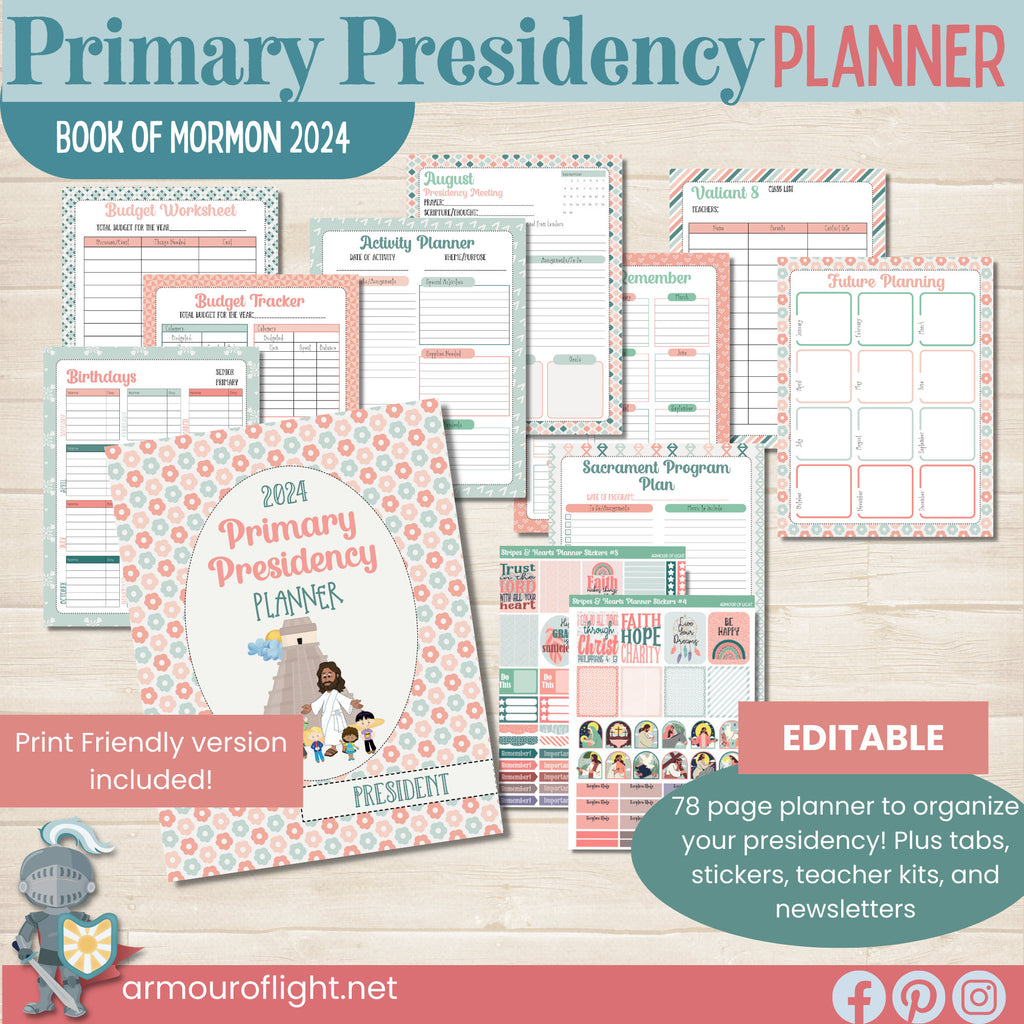 2024 LDS Primary Planner Bundle for Come Follow Me Book of Mormon