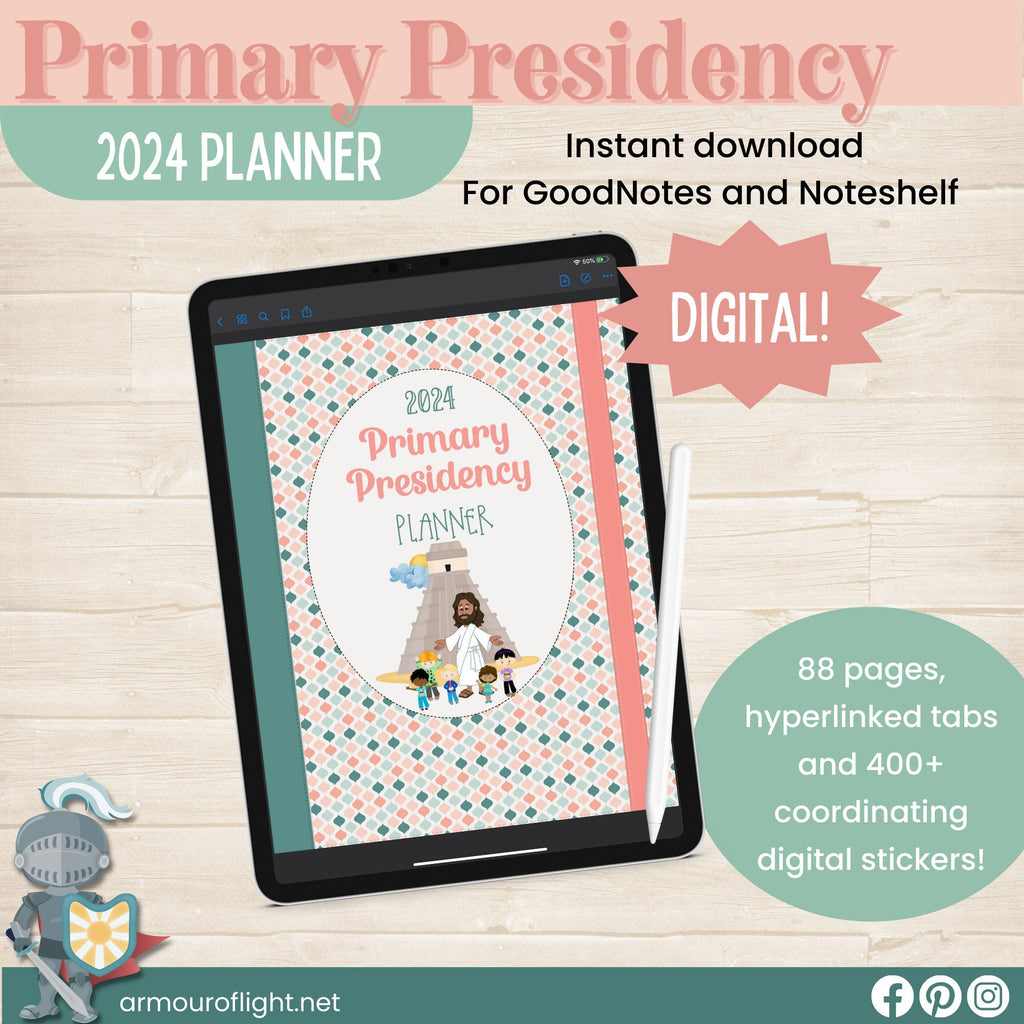 2024 Primary Presidency Digital Planner for Goodnotes Come Follow Me Book of Mormon