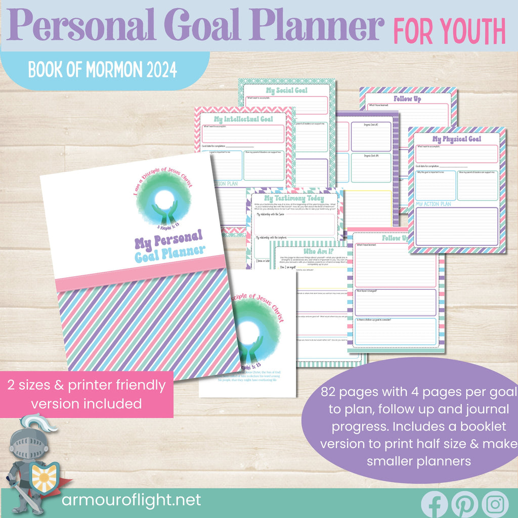LDS Youth Goal Planner 2024, Children and Youth Program, Goal Setting Workbook, Young Women Goals Kit, Printable Booklet, Book of Mormon